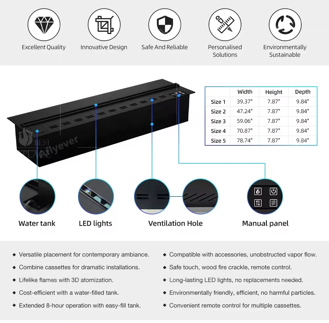 เติมน้ําอัจฉริยะ multi-สี atomization เตาผิงออกแบบตกแต่งบ้านหรูหรา 3D atomization เตาผิง