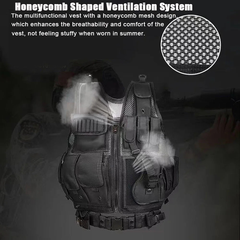 Adjustable Molle Tactical Vest Security Combat Body Armor Vests Security Hunting Army Outdoor CS Game Airsoft Training Jacket