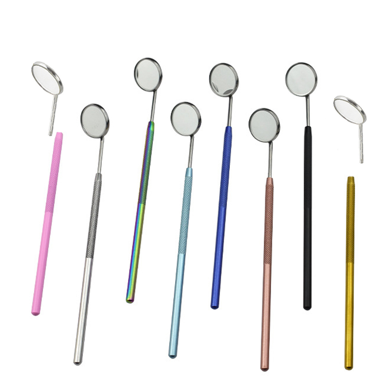 Espejo Dental para la boca, reflector, odontoscopio, multifunción, comprobación Oral, mango de acero inoxidable desmontable, 8 colores