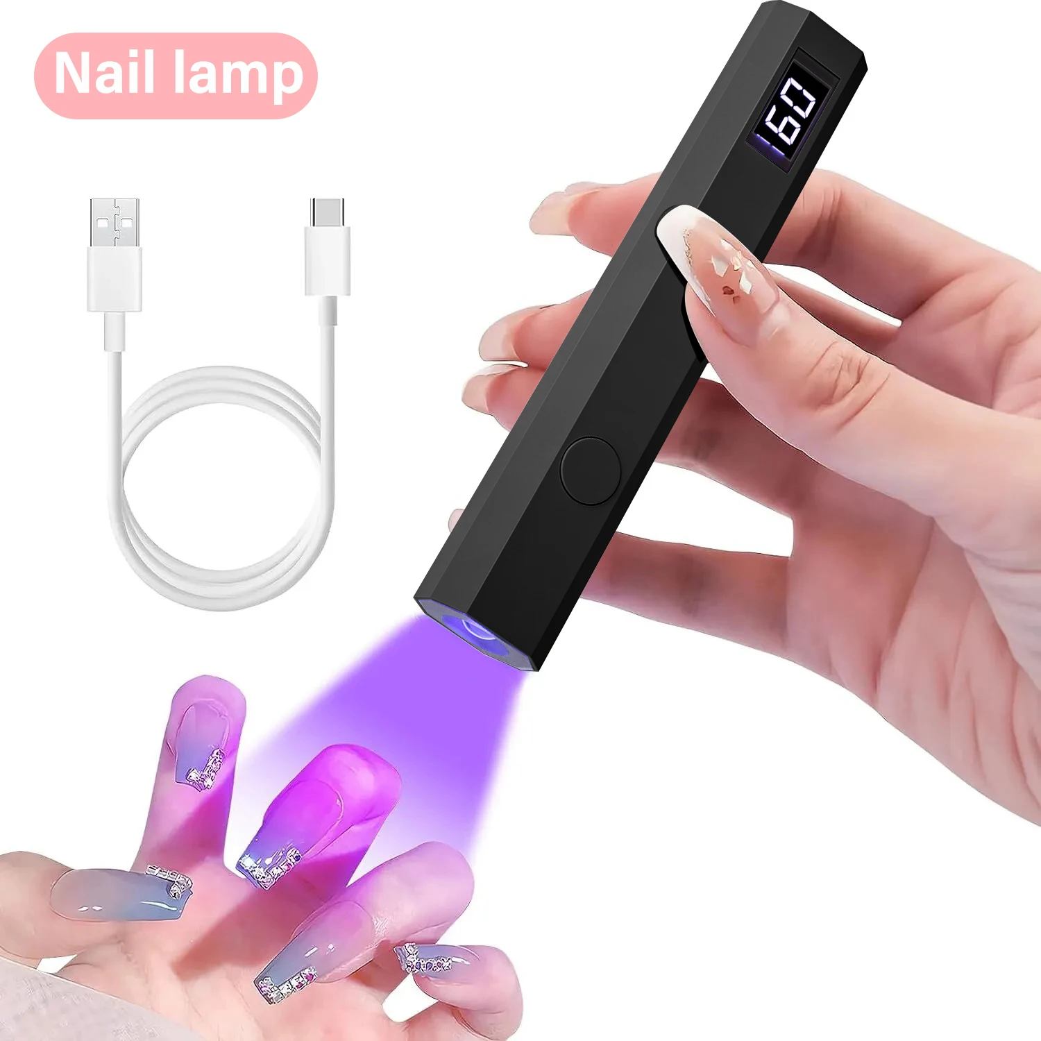 YIKOOLIN Światło UV do paznokci żelowych Mini lampa UV do paznokci Profesjonalne światło LED do utwardzania żelu polskiego 2 tryby pomiaru czasu dla domowego salonu DIY