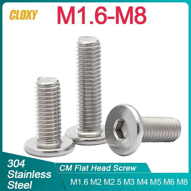 5/ 10/ 20/Bộ 50 CM M1.6 M2 M2.5 M3 M4 M5 M6 M8 Thép Không Gỉ 304 lục Giác Ổ Cắm Siêu Mỏng Siêu Phẳng Bằng Eo Đầu Vặn Ốc Bu Lông