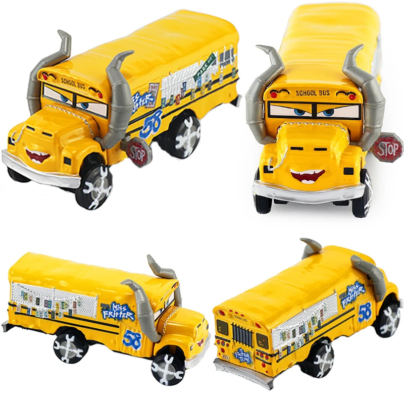 Disney Pixar Cars 2 3 Diecast Miss Fritter Lightning McQueen aleación de Metal modelo coche juguetes cumpleaños regalo de Navidad para niños