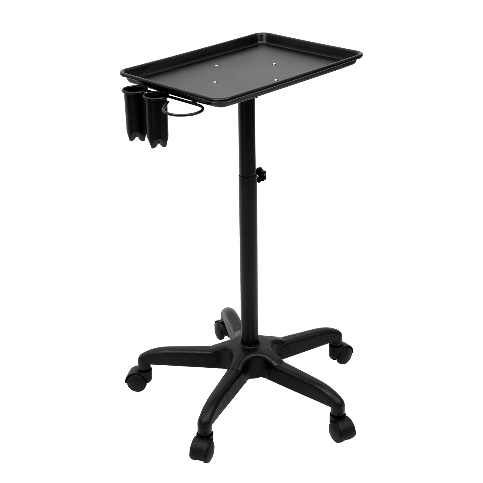 Rollbares Salontablett, moderner Schönheitssalon-Spawagen mit Rädern, höhenverstellbares Tablett für medizinische Tätowierungen, Schwarz/Silber, 6 kg