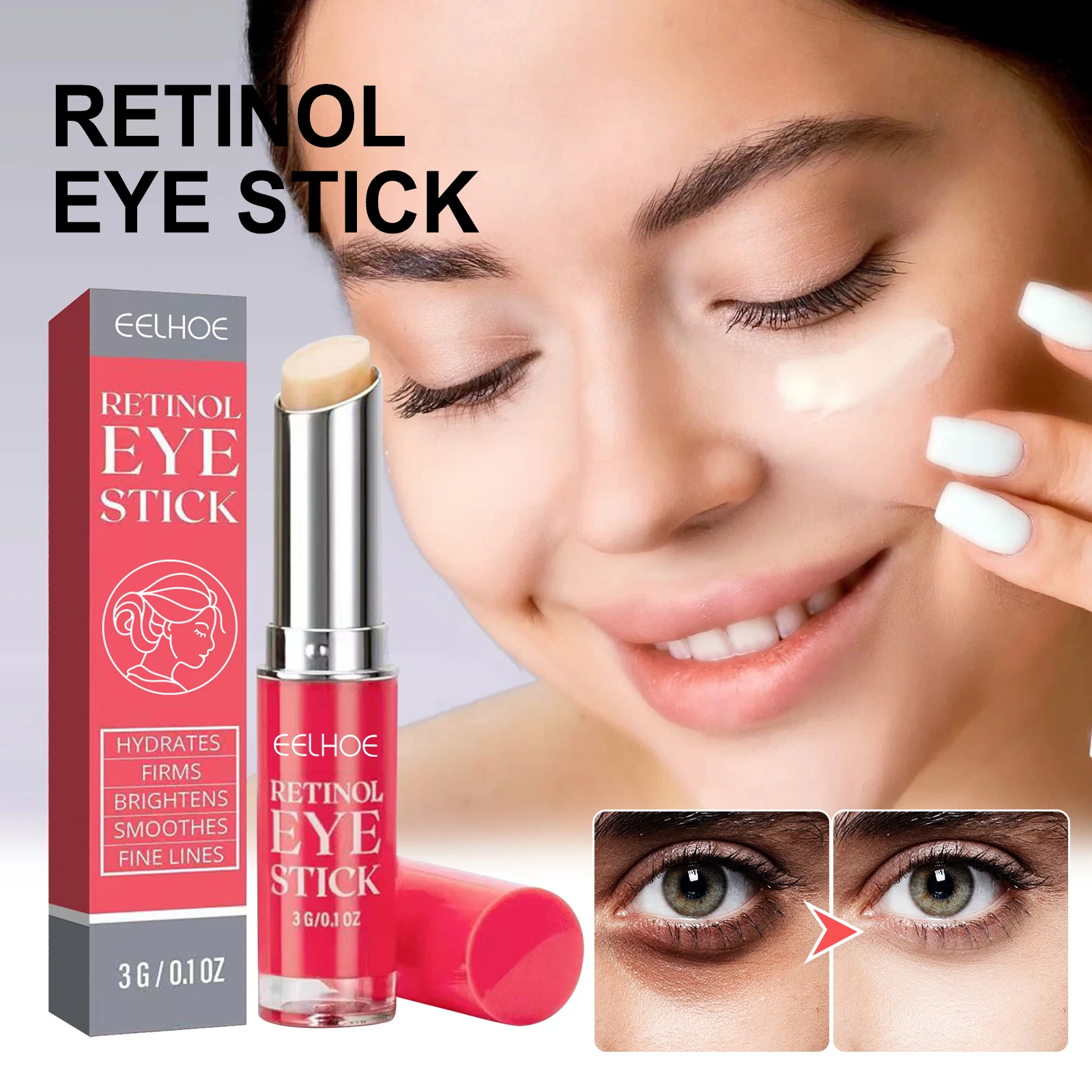 La crema per gli occhi antietà al retinolo riduce le linee sottili e le borse per gli occhi, rimuove efficacemente le occhiaie Stick per l'essenza antirughe per gli occhi