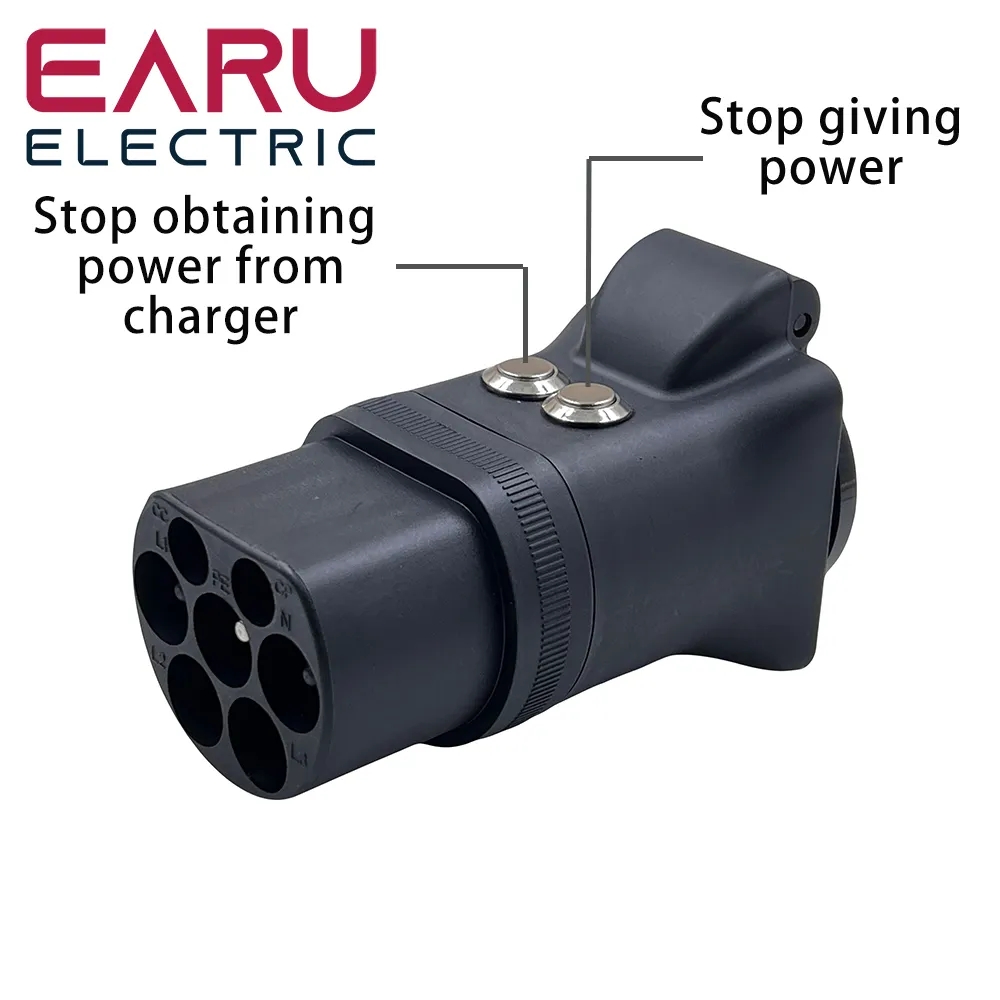 Com interruptor novo portátil 220v tipo 2 plugue macho para soquete schuko ev adaptador de carregamento para carregador ev conector ev