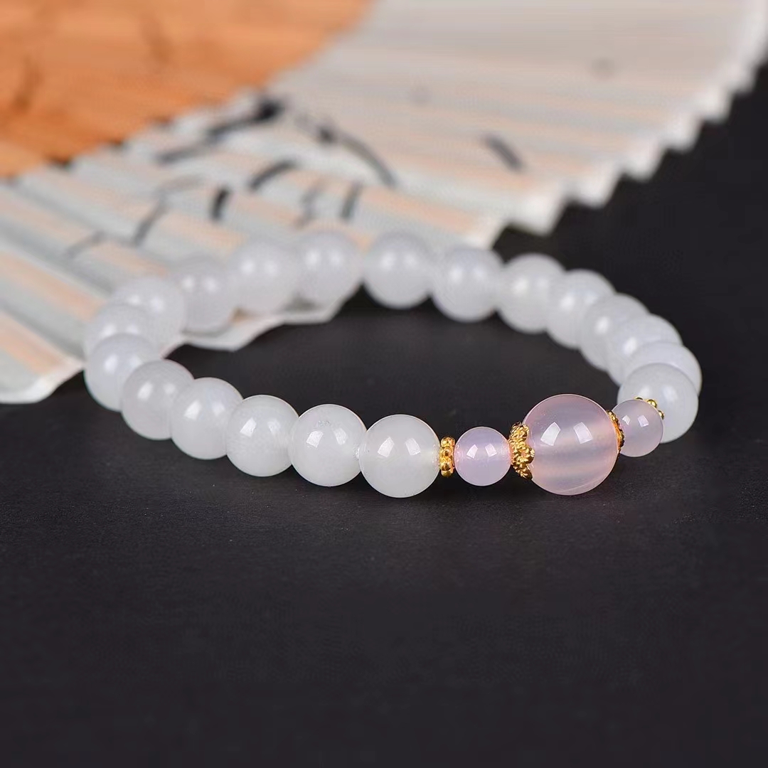 Jade de Seda Dourada Corrente Mão e Colar para Mulheres, Pedra Natural, Corrente Redonda Talão, Pulseiras de Pedras Preciosas, Encantos Jóias, Presentes do Dia das Mães