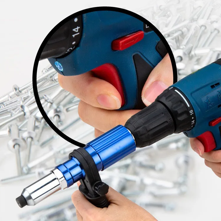 Electric Rivet Gun Drill Adapter 2.4/3.2/4.0/4.8mm Rivet Nut Gun Drill Adapter Cordless Riveting Tool Insert Nut Pull rivet Tool