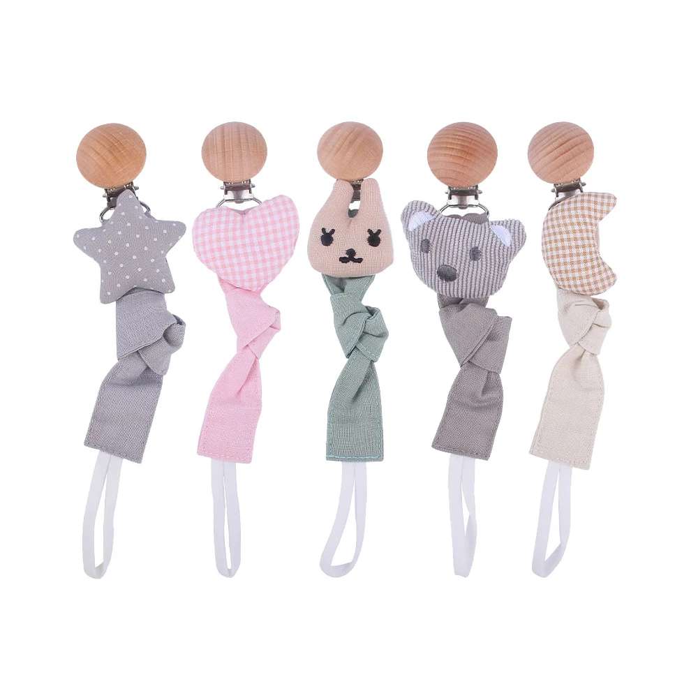 Baby Schnuller Clip Neugeborenen Niedlichen Cartoon Bär Stern Baumwolle Infant Schnuller Kette Nippel Schnuller Schnuller Halter Umweltfreundliche Material