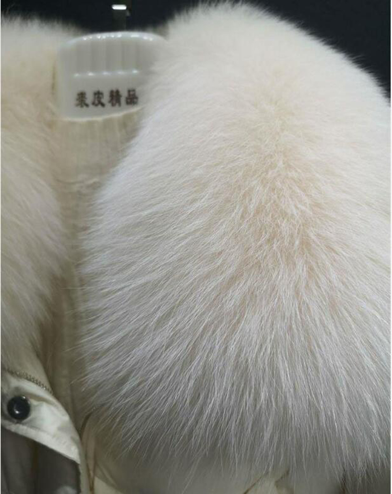 Winter White Duck Down Big Fur Parka Women's Warm Puffer Jacket  Waterproof Snow Parka Coats With Removable Faux Fur Outerwear