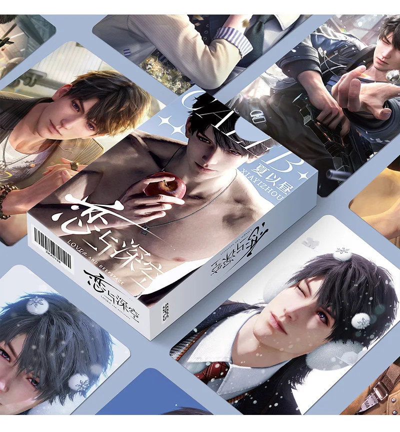 55Pcs/Set Game Love And Deepspace Laser Lomo Card Sylus Zayne Rafayel Xavier Caleb Game Characters Photo Cards Christmas Gift