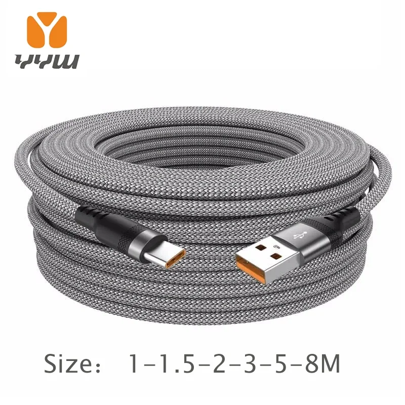 확장 3 5 8 미터 Type-C USB 안드로이드 5A 슈퍼 충전 케이블 전화 데이터 케이블에 적합 초장 충전 케이블