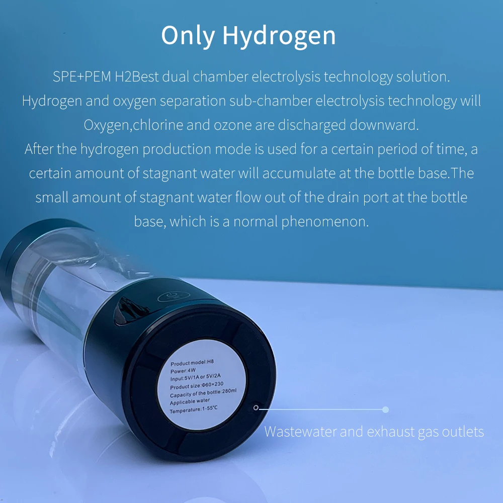 BlueVida ใหม่ 8th Generation NANO บํารุงฟื้นฟูเปลี่ยนสีผมพร้อมเคลือบเงาผมในขั้นตอนเดียวสีผมติดทนนาน 2 เดือนลดการหลุดร่วงของเส้นผมปลอดภัยไร้สารไฮโดรเจนขวด DuPont SPE/PEM Hydrogenator พร้อม H2 Inhaler-ปุ่มสัมผัส