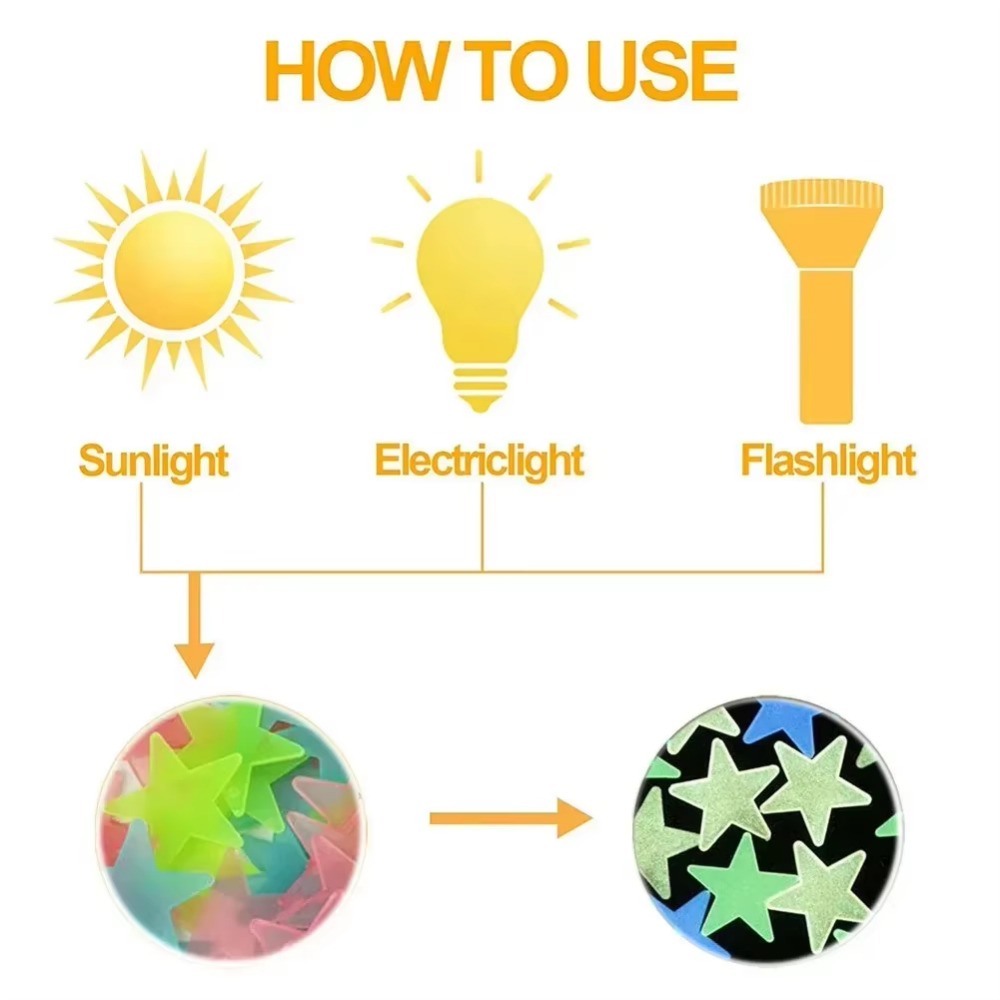 100 개/대 별 빛나는 벽 스티커 어둠 속에서 어린이를위한 아기 방 장식 전사 술 다채로운 스타 홈 DIY 장식 벽화