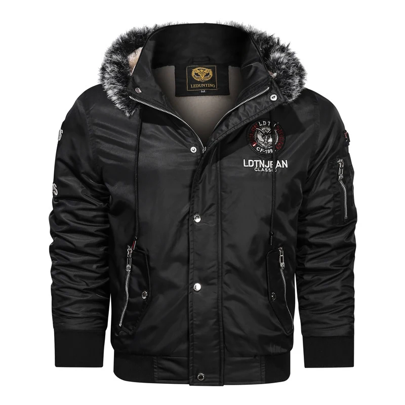 Winter männer Gepolsterte Jacken Mode Pelz Fleece Gefüttert Warme Mit Kapuze Mäntel Männer Outdoor Windjacke Thermische Mäntel Kleidung