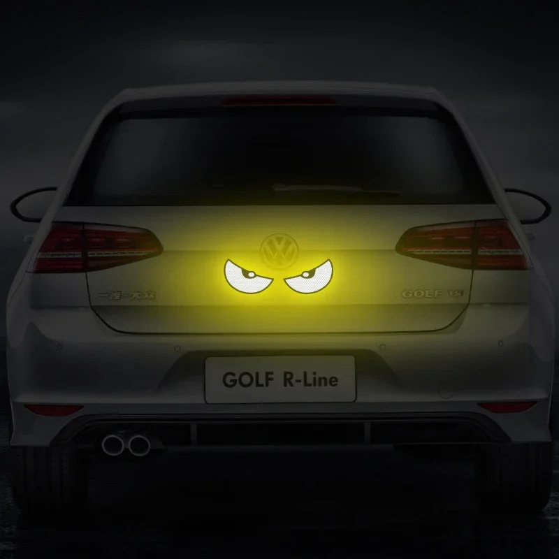 2pcs Car Reflective Safety Warning Tape Cat Eyes Pattern Night Driving Safety Decals for Auto Truck Motorcycle Reflector Sticker