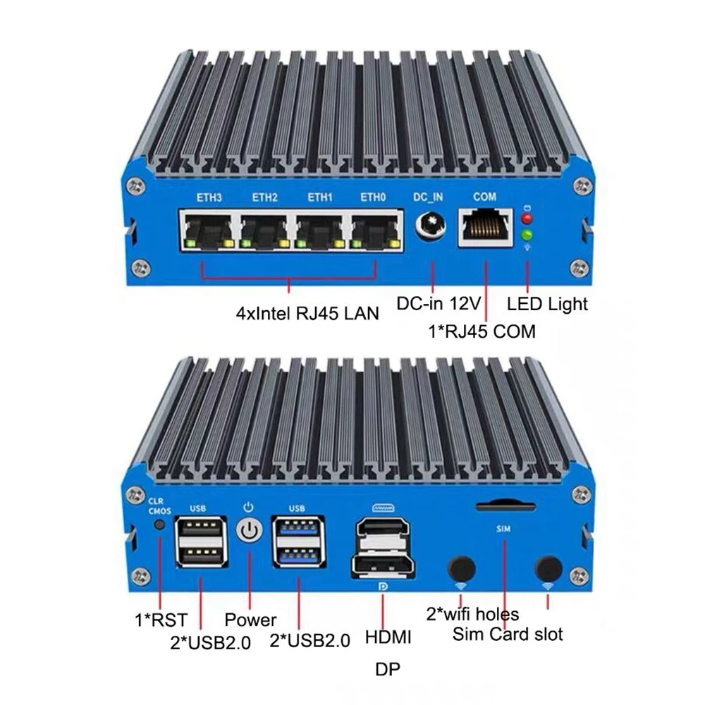 Yohirs Intel N150 Mini PC N100 J6413 4xi226-V 2,5G cortafuegos sólido sin ventilador mini PC N6415 enrutador suave Proxmox pfSense OPNsense