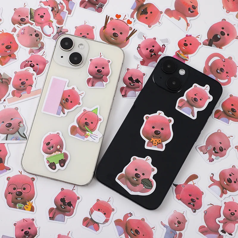 120PCS Korean Loopy Stickers Little Beaver Cute Cartoon Expression Pack Sticker for Laptop Refrigerator Desktop Skateboard Decor