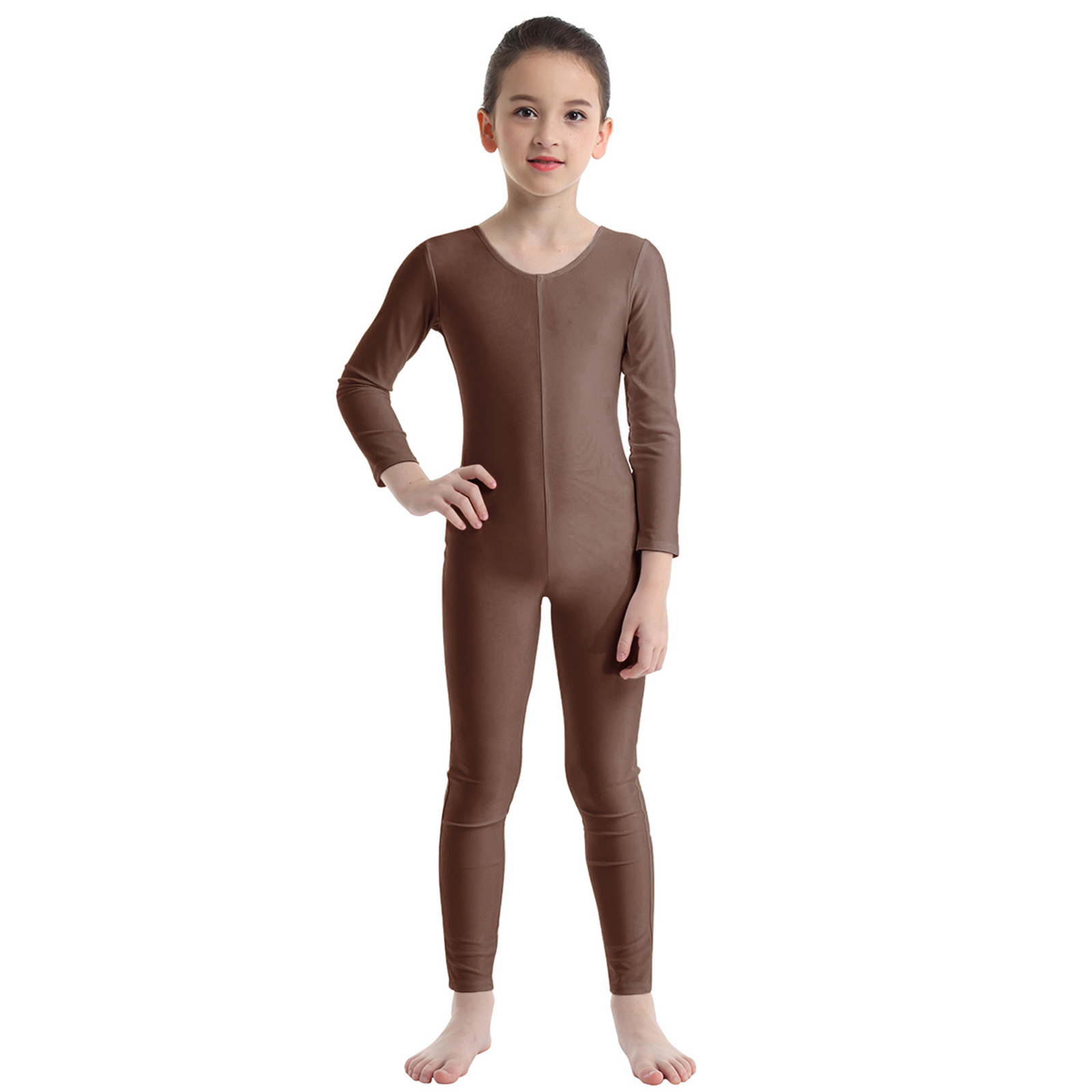 Crianças ballet ginástica collant dança traje meninas elastano mangas compridas macacão bodysuit dancewear crianças corpo inteiro unitard