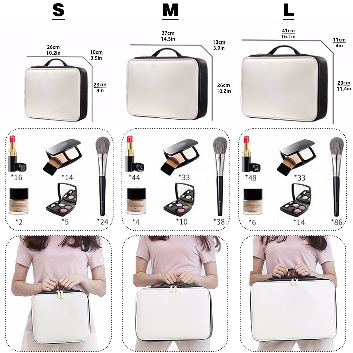 Three-layer Cosmetic Case Large Waterproof Oxford Cloth Manicure Makeup Toolbox,Travel Underwear Storage Box