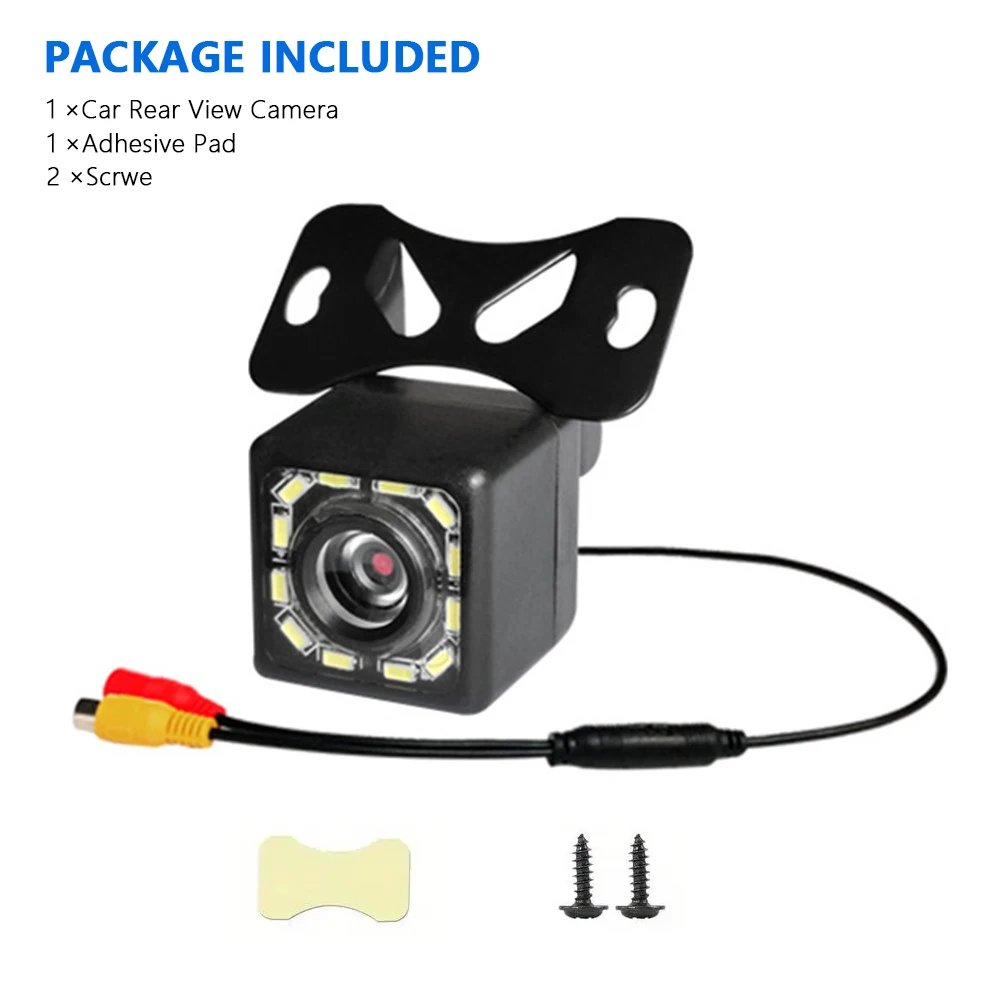 Groothoek HD Auto Achteruitrijcamera Achteruitrijcamera Video Voertuigcamera Backup Achteruitrijcamera 12-LED Nachtzicht Parkeercamera