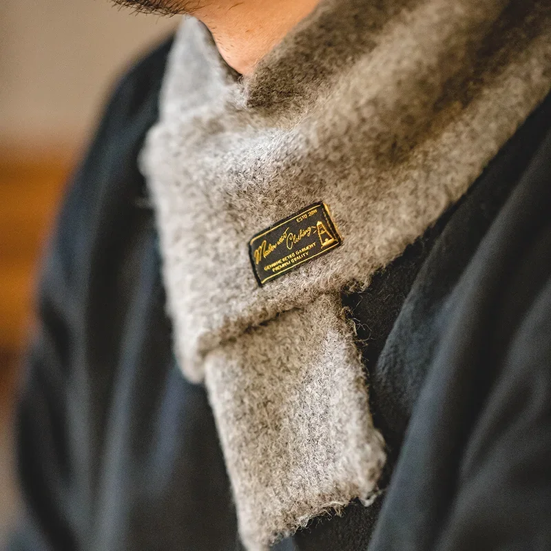 Maden Vintage Color sólido bufanda de Mohair Simple bufandas tejidas de invierno hombres y mujeres cálido a prueba de viento moda bufanda de cuello de tamaño pequeño