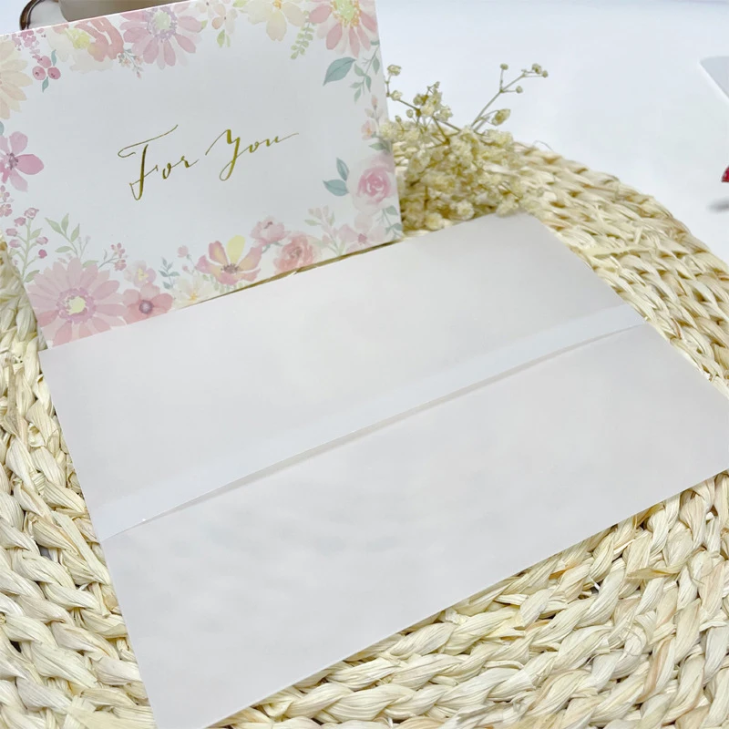 50 ชิ้น/ล็อตเปล่าโปร่งแสงงานแต่งงานซองจดหมายสําหรับคําเชิญโปสการ์ดยุโรป Giftbox ข้อความตัวอักษรธุรกิจซอง