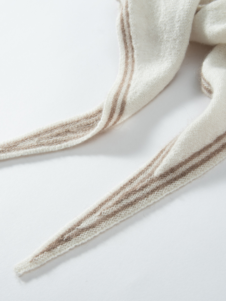 Bufanda triangular de Cachemira para mujer, chal pequeño, calentador de cuello, apliques de rayas, capó multiusos de primavera, Pashmina, accesorios de punto suave