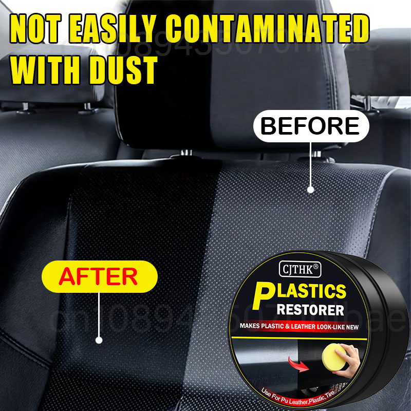 Restaurador de plástico para coche, agente de revestimiento de cera para renovación de paneles y cuero Interior de coche, brillo negro, revestimiento de reparación y pulido automático