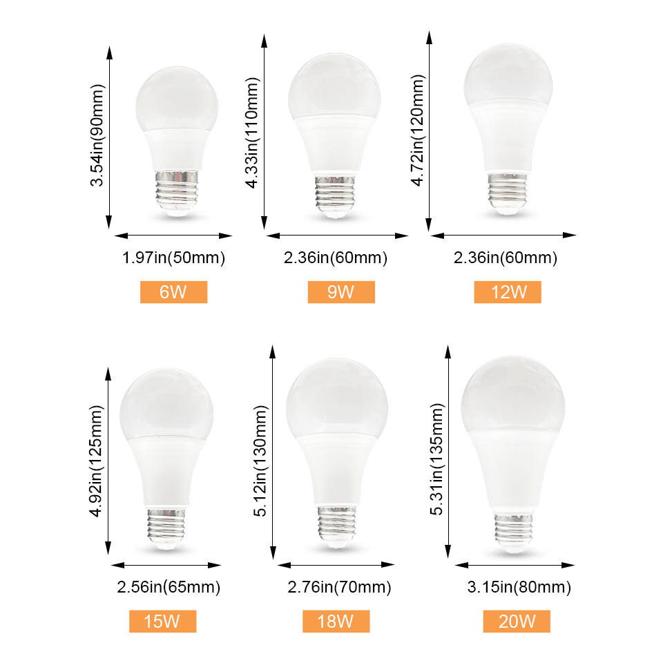 6pcs Radar Motion Sensor Light Bulb 189-265V E27 LED Lamp Smart Infrared Bulb 6W 9W 12W 15W 18W 20W Working in Night Darkness
