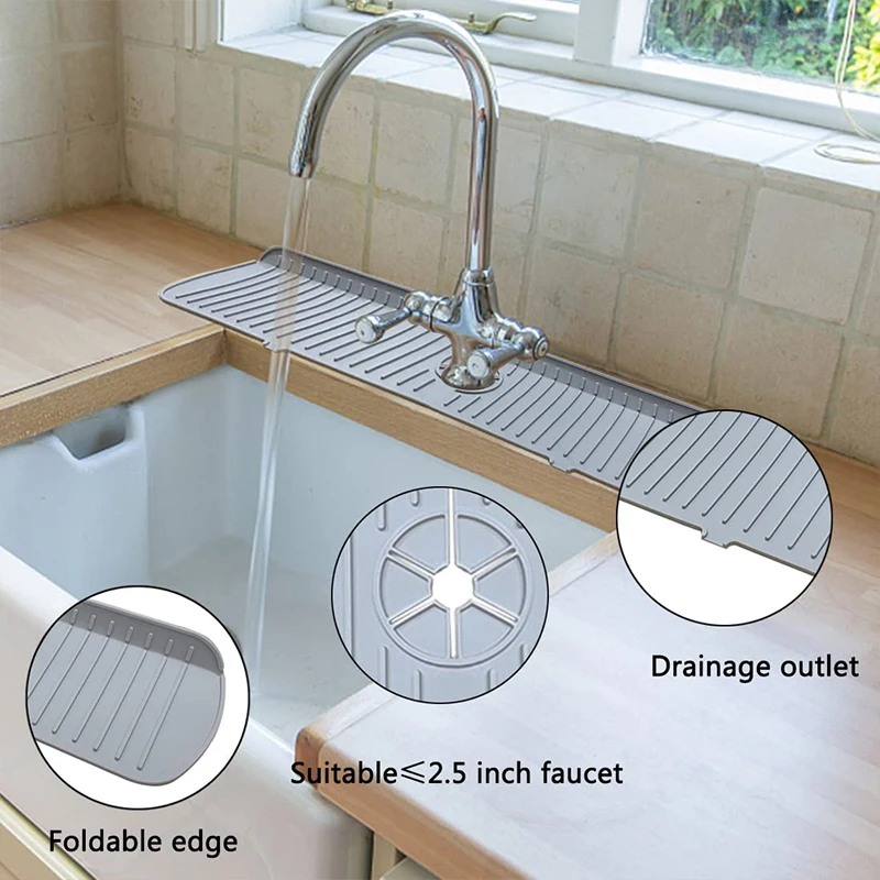 Silikon Wasserhahn Abfluss Pad Küche Haushalt Anti-Splash Nicht-Slip Wasserhahn Pad Trocken Faltbare Waschen Arbeitsplatte Seife Nicht-Slip Pad