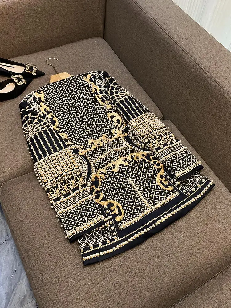 Twotwinstyle-女性用パールブレザー,長袖ジャケット,Vネック,スリミング,ファッション,vja787673