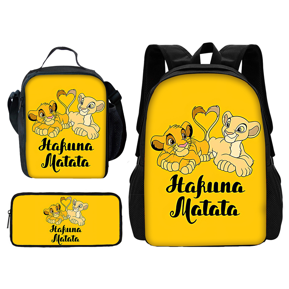 Mochila Unisex con dibujos animados del Rey León, bolsa de almuerzo, bolsas de lápices para niños, bolsas escolares para niños y niñas, el mejor regalo