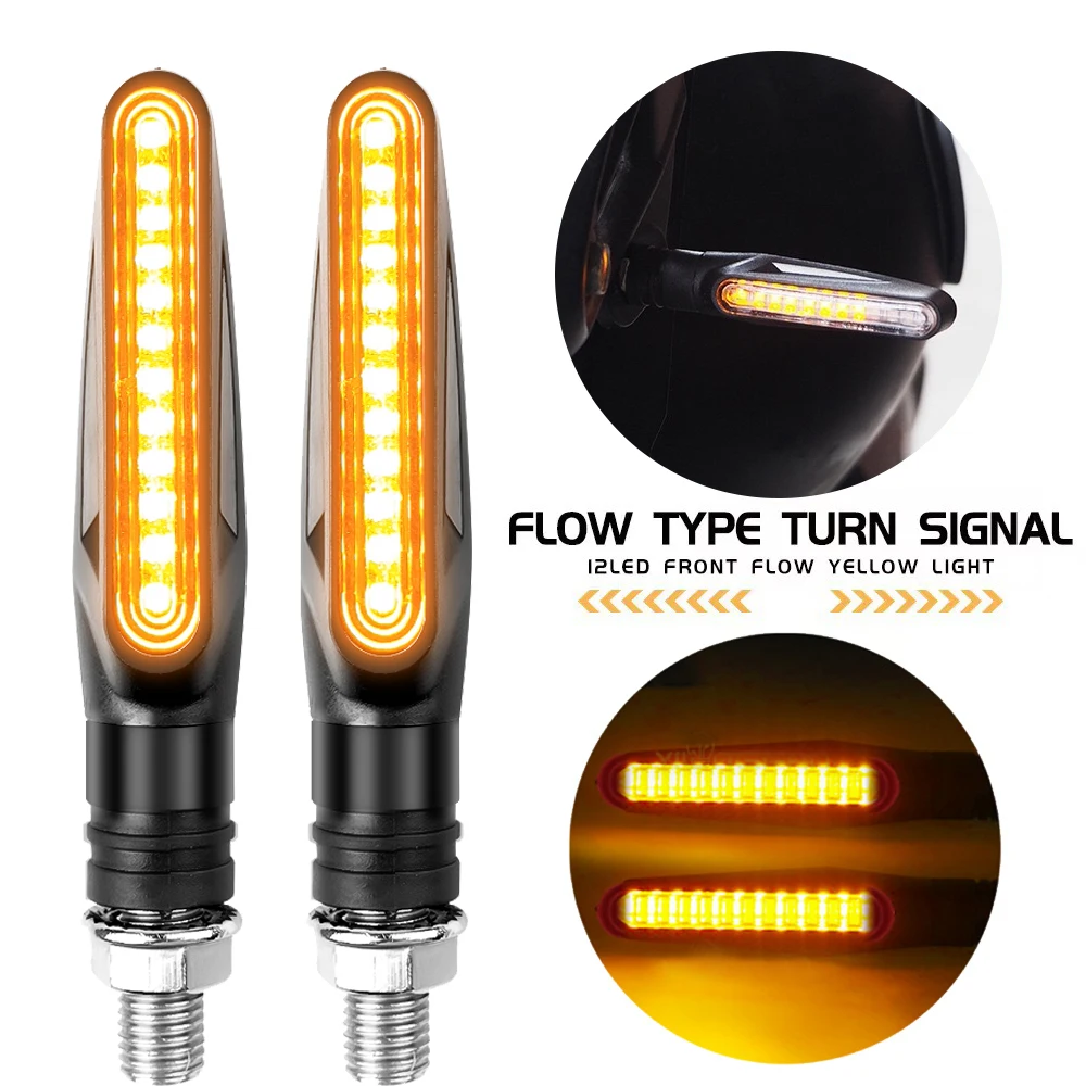 1/2 pçs adequado para vários modelos de motocicleta sinais de volta e24 luz led 12 smd fluindo água pisca piscando parada cauda