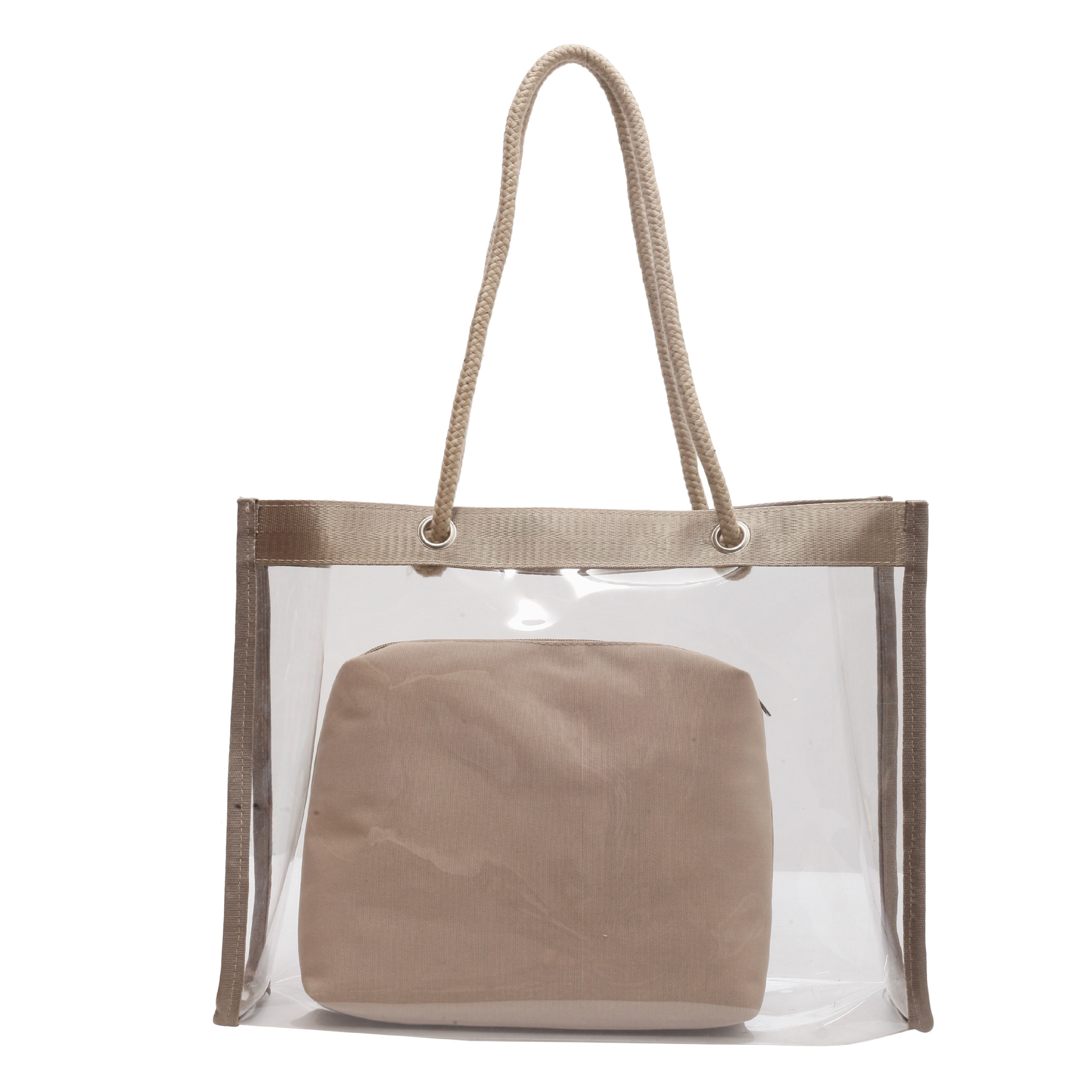 Trend ige transparente Einkaufstasche mit weiblichem Nischen design, einfache und wasserdichte Verbund tasche mit einer Schulter und großer Kapazität