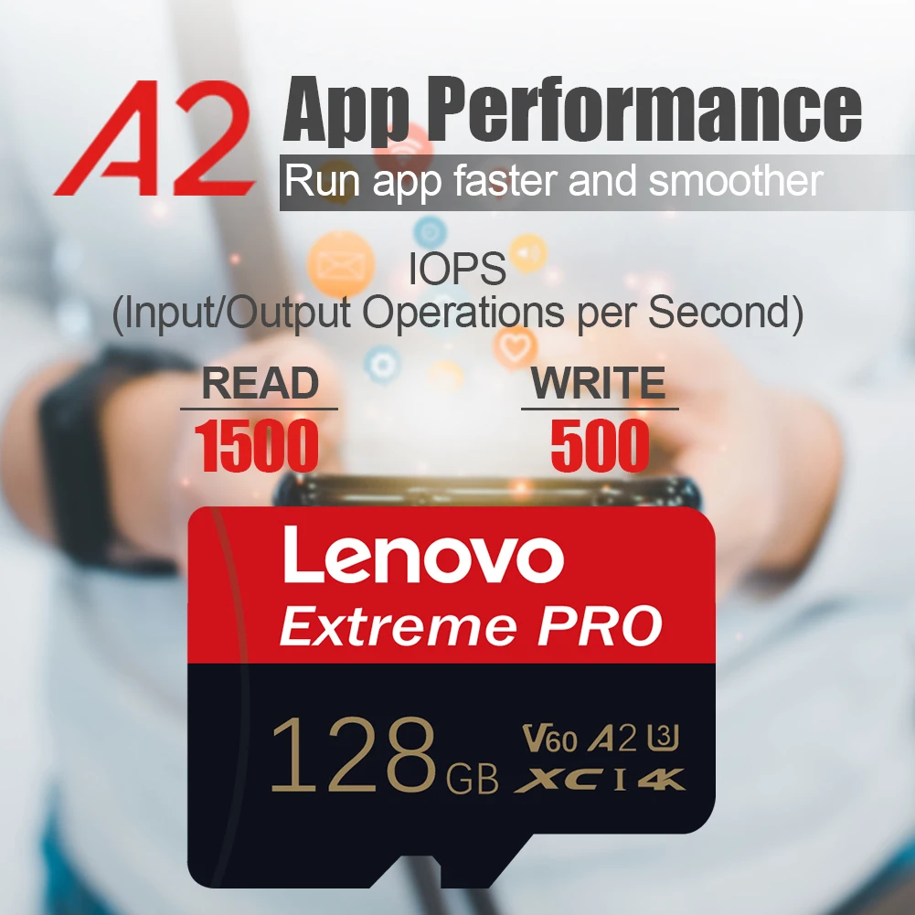Lenovo 2TB Extreme PRO MicroSD 256GB UHS-I Memory Card 128GB micro SD Card TF Card 200MB/s Class10 U3 V30 A2 cartao de memoria