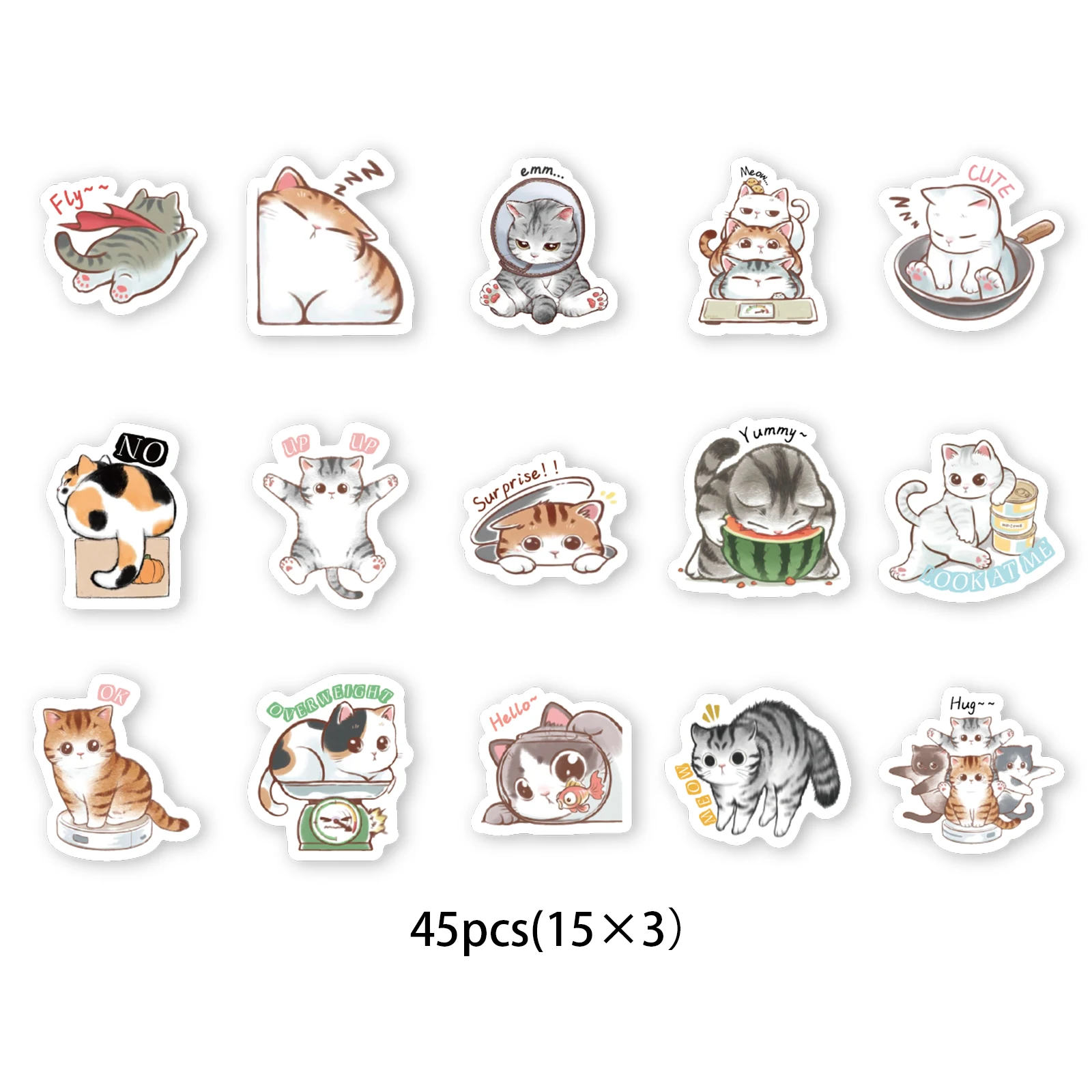 46pcs 노트북, 물병, 가방, DIY, 개학 시즌, 발렌타인 데이, 어린이 스티커에 대 한 귀여운 새끼 고양이 스티커