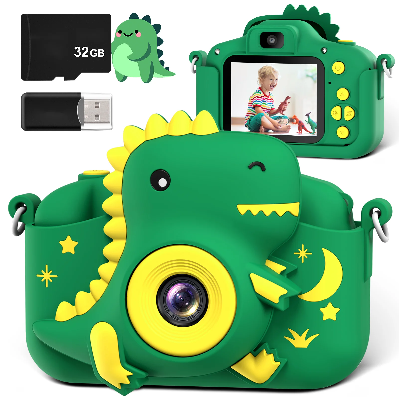 Appareil photo numérique aste pour enfants, mini appareil photo selfie, jouet de dessin animé, 20MP, 2.0 P, HD, cadeau pour garçons et filles, 1080"