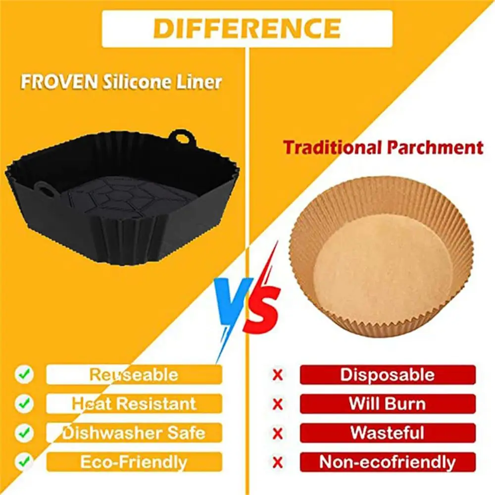 1pcs Air Fryer ซิลิโคน Liners Square Airfryer Liners Reusable Air Fryer อุปกรณ์เสริมสําหรับ Parchment Airfryer Liners