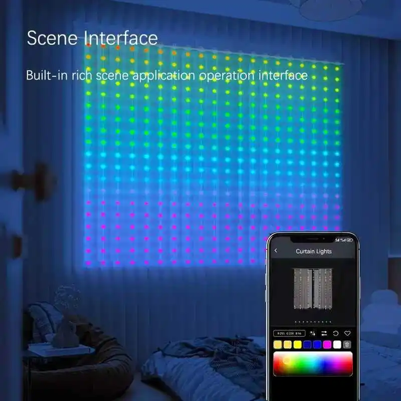 RGBIC LED Curtain Light APP Bluetooth Control USB Curtain Light String Plug Remote Control String Lights for Room Decorations
