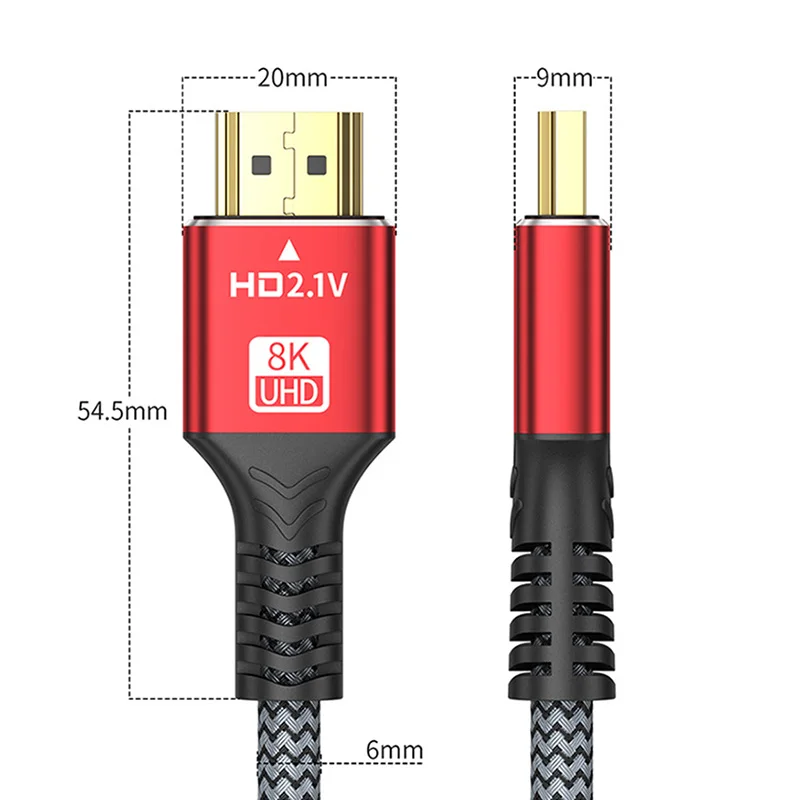 HDMI-совместимый кабель 48 Гбит/с, 8K, 60 Гц, 50 см, 1 м, 2 м, 3 м, 5 м, HDMI-совместимый кабель 2.1, 4K, 120 Гц, HDR, видеокабель с 3D-эффектом для ПК HDTV