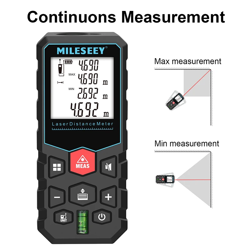 MILESEEY X5 Laser Tape Measure 40M Laser Distance Meter High Accuracy Roulette Multiple Measurement Functions Electronic Ruler