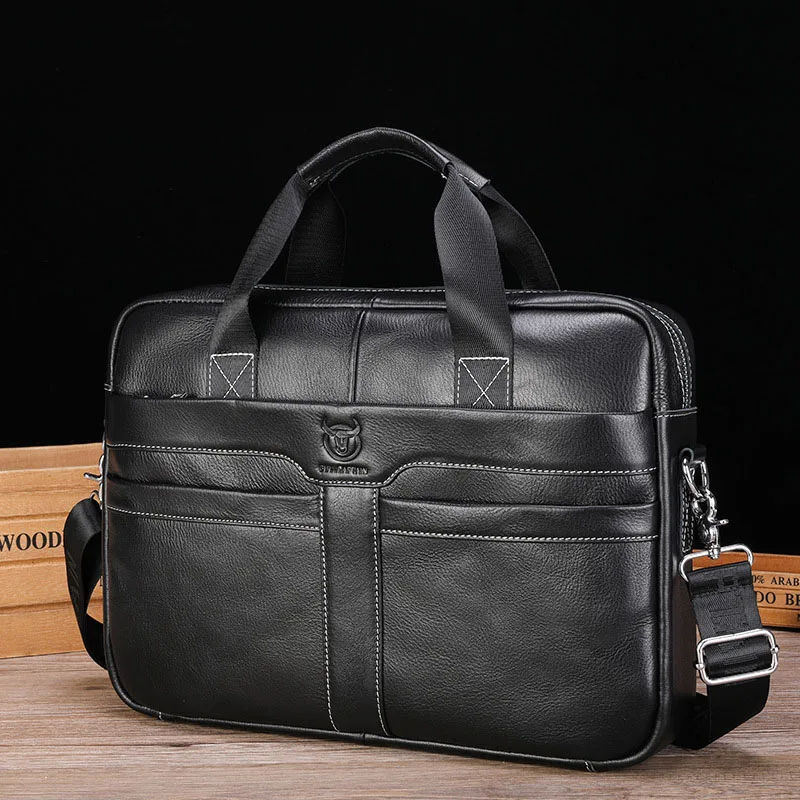 Da Bò Nam Cặp Sách Sáng Bóng Da Bò Kinh Doanh Túi Xách Tay Công Suất Lớn Da Đeo Vai Tặng Giải Trí Túi Laptop TS053