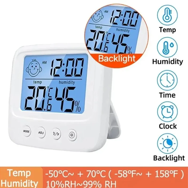 Neue LCD Digital Temperatur Baby Zimmer Feuchtigkeit Meter Hintergrundbeleuchtung Hause Innen Elektronische Hygrometer Thermometer Wetter Station
