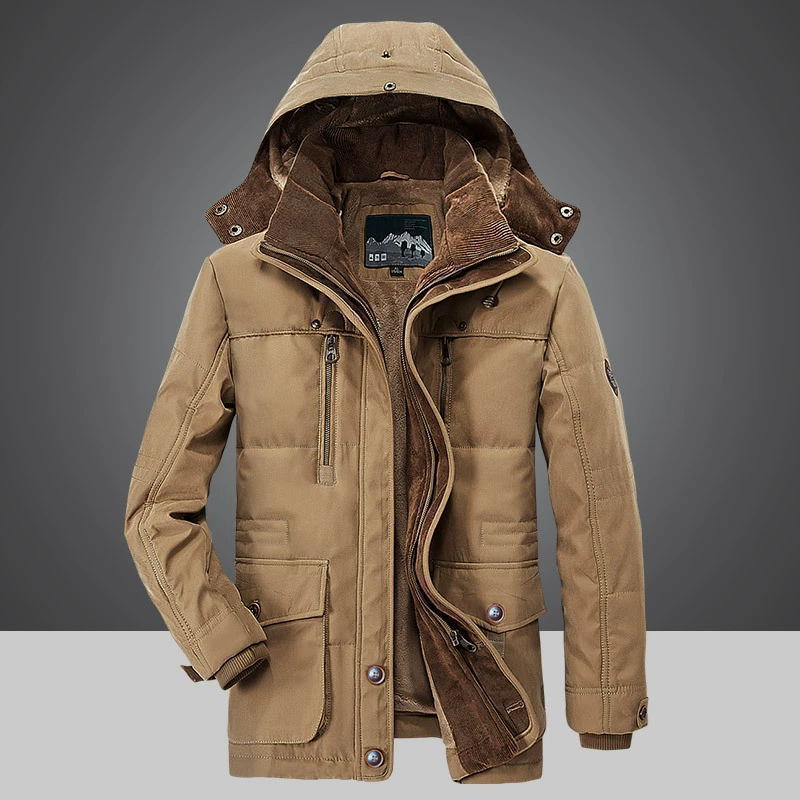Winddichte Fleecejacke für Herren, warm, dick, Windjacke, Militärmäntel, Winter-Parkas mit Kapuze, Oberbekleidung, Mantel, hochwertige Kleidung