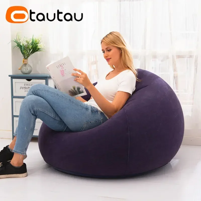 OTAUTAU Outdoor Tragbares aufblasbares Sofa Campingcouch Ultraleichter klappbarer Gartenstuhl Bequemer Lazy Pouf Sac Möbel SF028