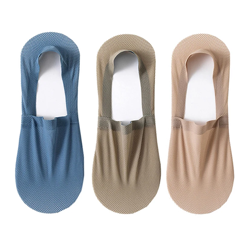 3 par/lote calcetines náuticos para hombre moda verano calcetín Invisible fino transpirable suave Casual Sox alta calidad malla elástica Sokken Meias