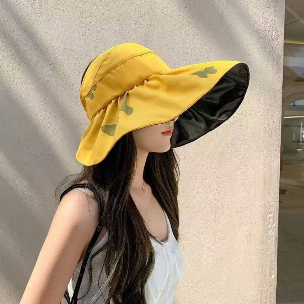 UV Protection Large Visor Sun Hat Foldable Wide Brim Summer Sun Cap Comfortable To Wear Korean Style Sunscreen Bucket Hat