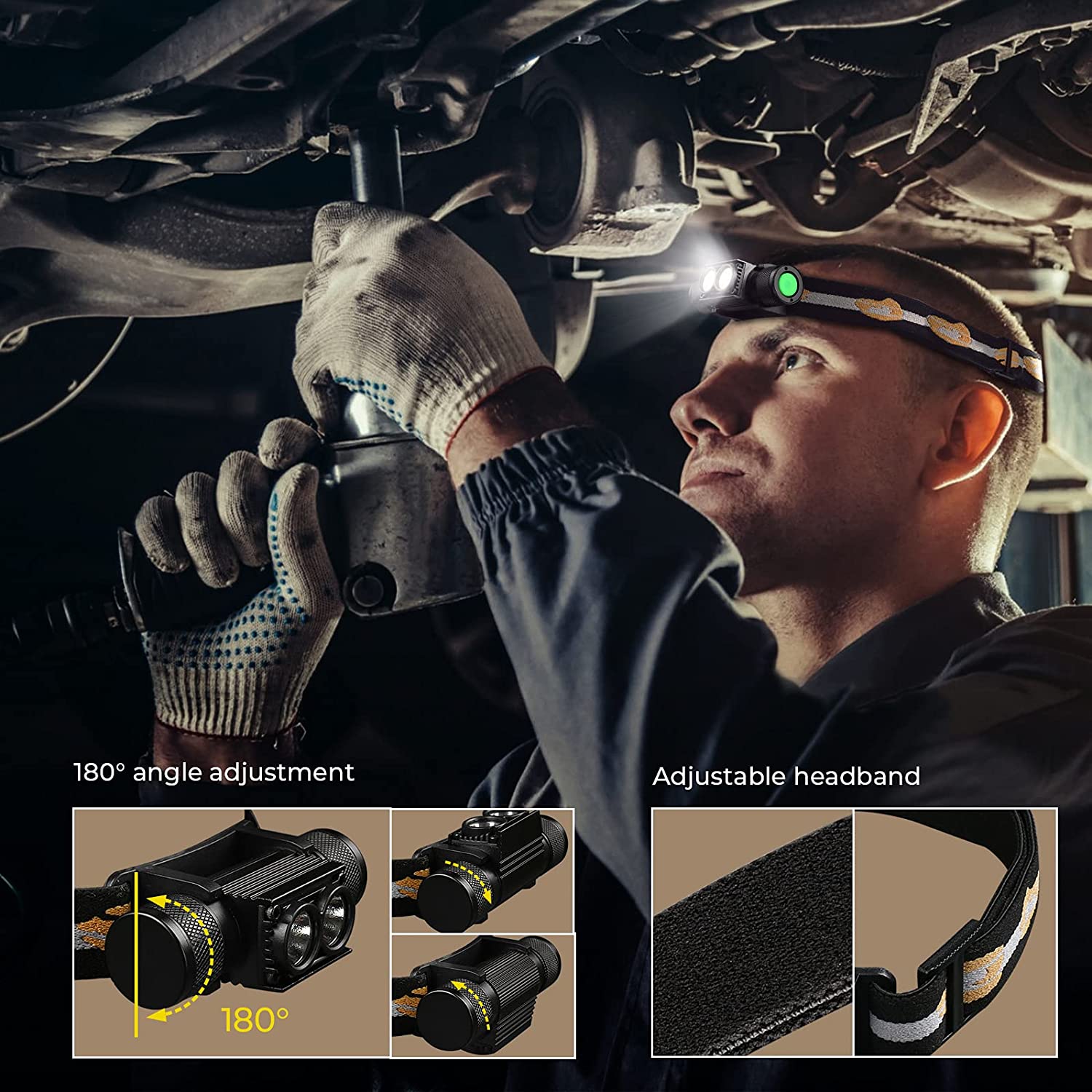 H25L USB tipo C linterna frontal recargable 18650 luz frontal doble LH351D 1200LM 90CRI 5000K