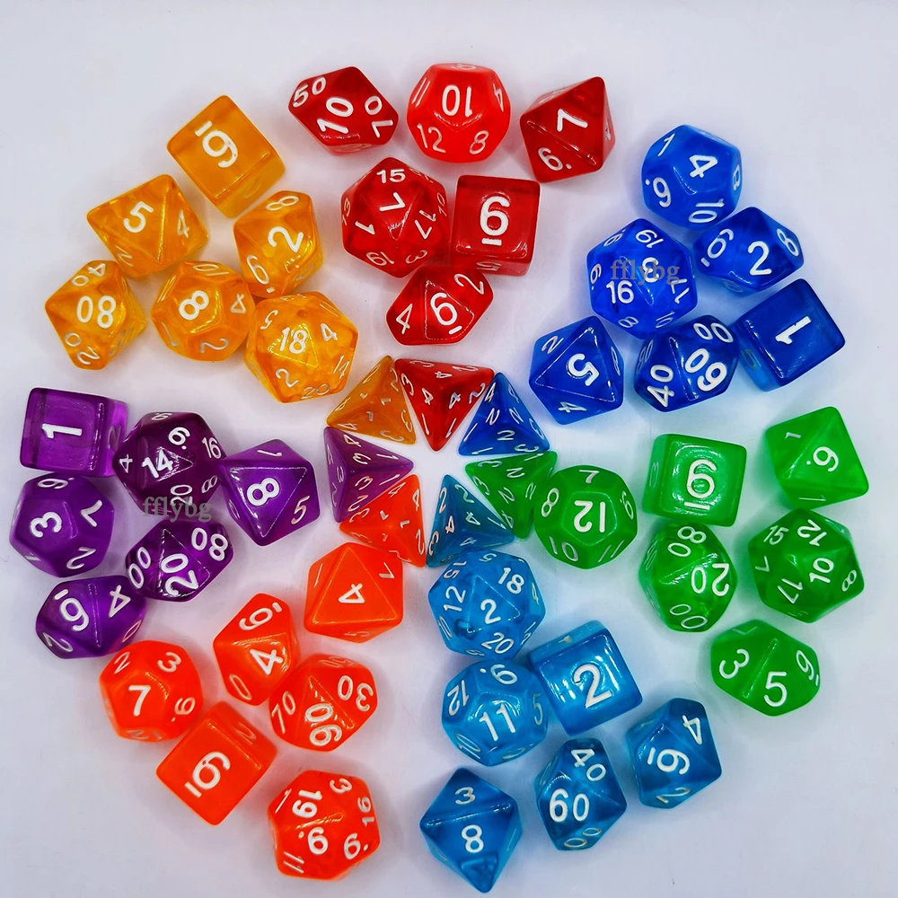 140/105/70pcs dnd Würfel Set mit Beutel zufällige Farbe polyed rischen transparenten Effekt für dnd rpg Rollenspiel Tisch Spielbrett Requisiten