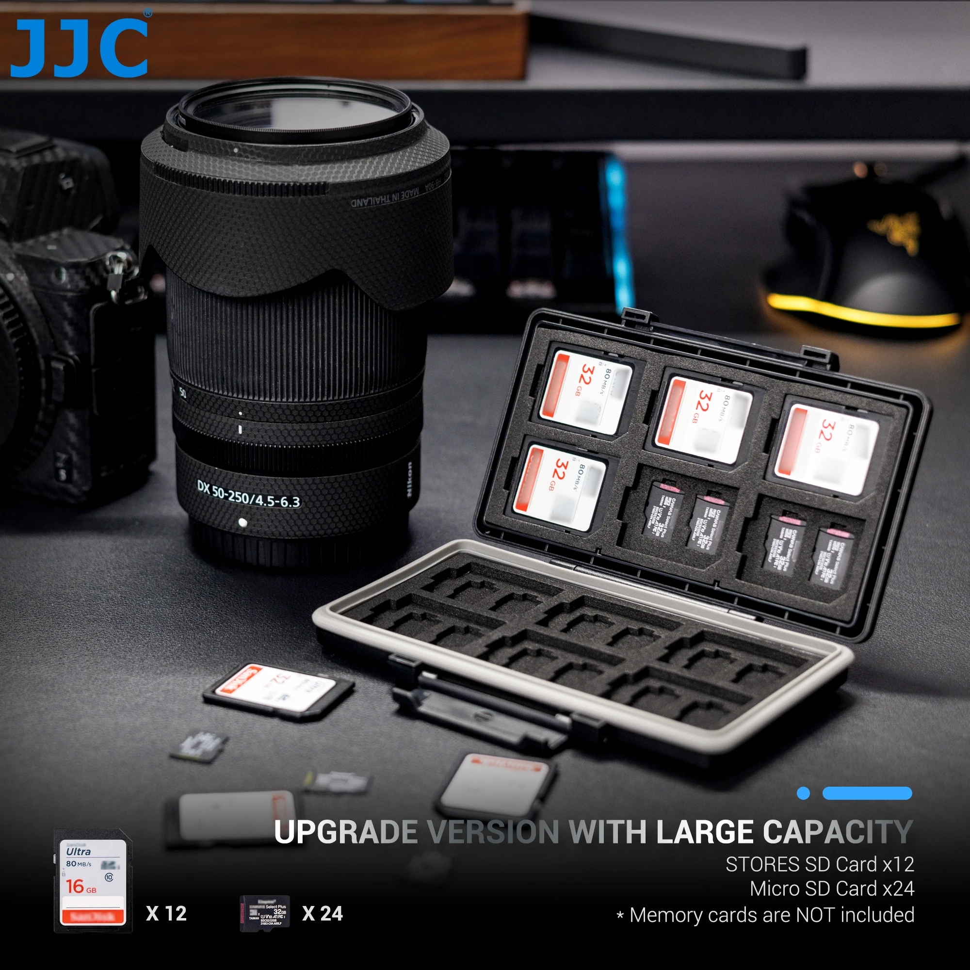 JJC 36 слотов SD Micro SD TF Card Case Holder для 24 Micro SD TF SDXC SDHC и 12 SD SDXC Cards Водонепроницаемая жесткая коробка для карт памяти